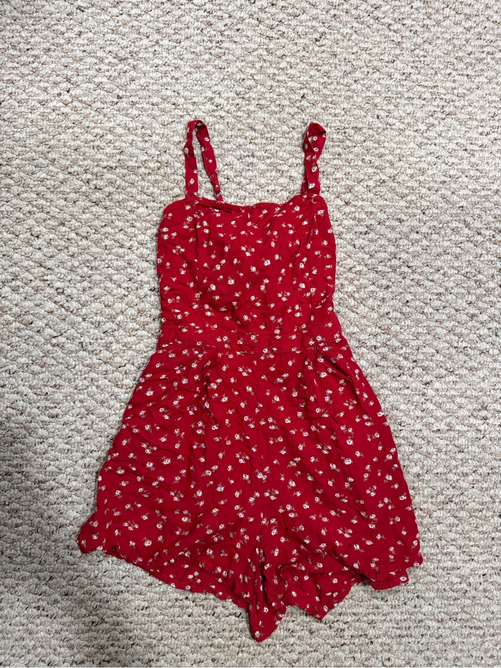 Hollister Red Floral Sundress Romper with pockets